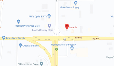 Map showing the location of WCD-WIC El Reno, OK clinic